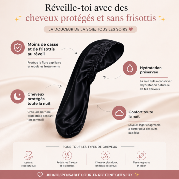 Bonnet de nuit en soie de mûrier – Modèle court