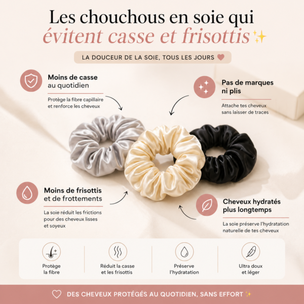 Trio de chouchous en soie de mûrier